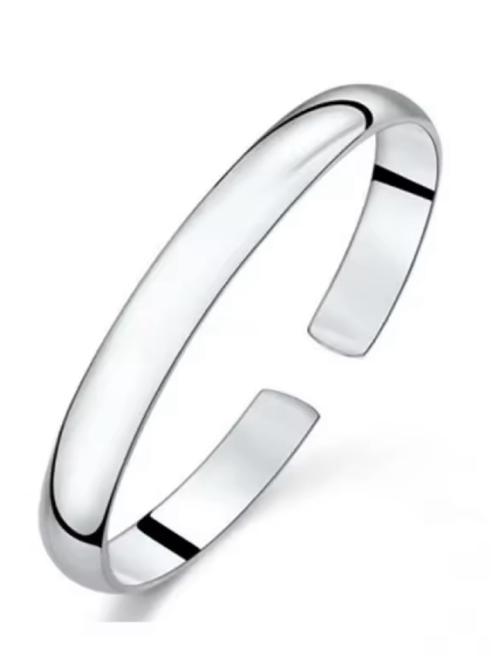 925 Sterling Silver Open Silver Cuff Bracelet - Retro Minimalist - Picture 3 of 5